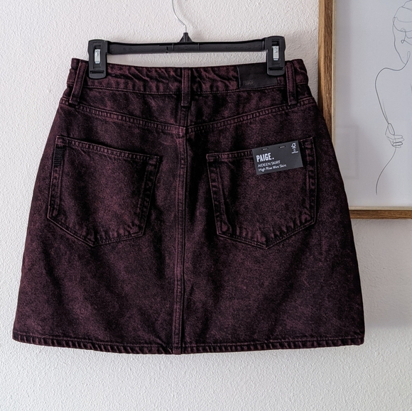 {Paige} Brand New Aideen Denim Skirt in Ruby Acid - Picture 7 of 9